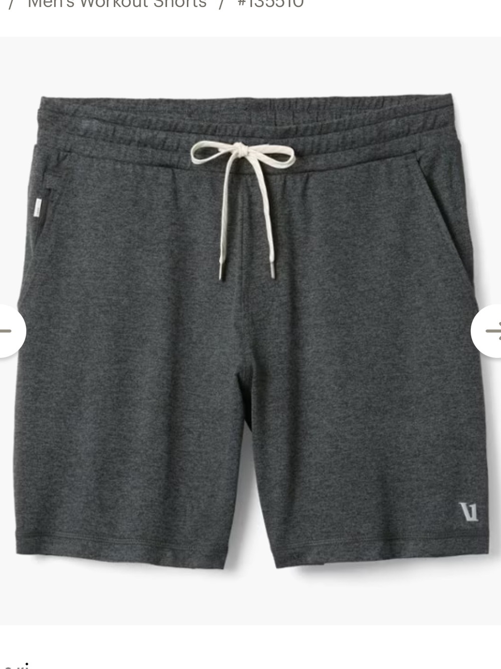Vouri Ponto Performance 2 Shorts 7" V344 Mens Sz Small Charcoal Athletic